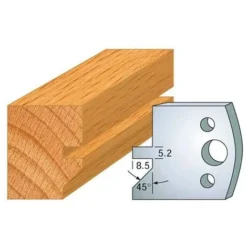 Jeu De 2 Fers Profilés Acier HT 40mm N°084 Rainure Chanfrein - 800.084 - Leman | Porte-outils De Toupie