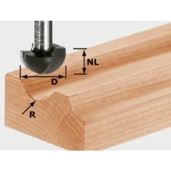 FESTOOL Fraise à Gorge Creuse HW S12 D30/20/R15-491104 pour Défonceuse, Affleureuse et Toupie