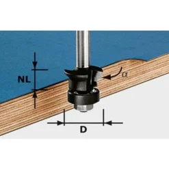 FESTOOL Fraise à Chanfreiner/Affleurer HW S8 D24/0° +45° - 491026 - Fraise Pour Défonceuse, Affleureuse Et Toupie