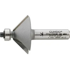 Fraise à Chanfreiner GUHDO pour Bois - Ø 31,8 mm, Angle 45°, Longueur Utile 12,7 mm, Longueur Totale 54,5 mm