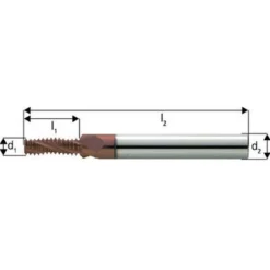 Fraise à Fileter GF en Carbure Monobloc avec Arrosage Central - M10, Pas 1,50 mm, Lames L1 21,7 mm - Revêtement TiCN