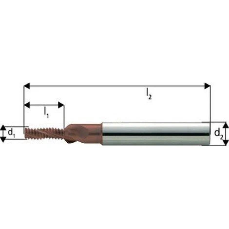 Fraise à Fileter GFS en Carbure Monobloc avec Arrosage Central - M3, Pas 0,50 mm, Lames L1 6,7 mm - Revêtement TiCN 3 Fraise à Fileter GFS en Carbure Monobloc avec Arrosage Central - M3, Pas 0,50 mm, Lames L1 6,7 mm - Revêtement TiCN