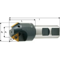 Fraise à Chanfreiner 15°-75° avec Arrosage Central - 3 Dents - Ø D1 16 mm / Ø D2 32 mm - Pour Défonceuse, Affleureuse et Toupie