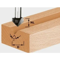 FESTOOL Fraise à Rainurer En V HS S8 D14/7/90° - 490998 | Fraise Pour Défonceuse, Affleureuse Et Toupie