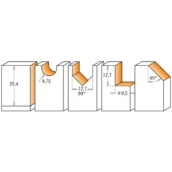 CMT ORANGE TOOLS 700.005.02 Coffret 5 Fraises Profilées HM DR S=6 pour Défonceuse, Affleureuse et Toupie -Toupie Soldes 14845712 2