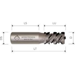 Fraise Hélicoïdale en Diamant Z2+2 Angle Axial 54,9° - MTEC036.9 - Mobiltecnica - Pour Défonceuse, Affleureuse et Toupie