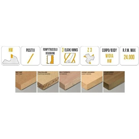 Fraise Hélicoïdale HW Positive Z3R pour Rainures de Serrures de Portes - MTEC510.5 | D16 | LU 45 | DS16 | LT150 | POS | DR 4 Fraise Hélicoïdale HW Positive Z3R pour Rainures de Serrures de Portes - MTEC510.5 | D16 | LU 45 | DS16 | LT150 | POS | DR – Image 2