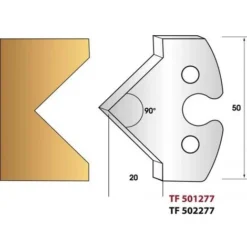 LEMAN Paire De Fers De Toupie Hauteur 50 Mm N° 277 - Pointe 90° | Porte-outils De Toupie