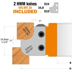 CMT ORANGE TOOLS 694.007.31 Porte-Outils pour Profil Quart de Rond et Congés HW R10 - D=132x40x31,75 -Toupie Soldes 1662383 3