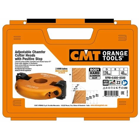 CMT ORANGE TOOLS 694.018.30 Porte-outil Réglable à Chanfreiner HW Z2 D=120X40X30 pour Toupie 4 CMT ORANGE TOOLS 694.018.30 Porte-outil Réglable à Chanfreiner HW Z2 D=120X40X30 pour Toupie – Image 2
