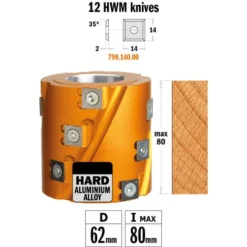 CMT Orange Tools 694.019.50 Porte-Outil de Rabotage Hélicoïdal HW Z12 D=80x80x50 - Porte-Outils de Toupie -Toupie Soldes 1662411 2