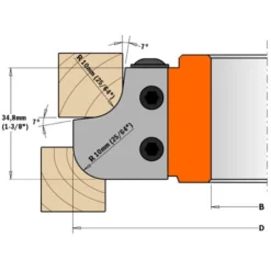 CMT ORANGE TOOLS 695.007.15 Jeu de Couteaux pour Profils Quart de Rond et Congés R=15 34,8x29,3x2 - Porte-outils De Toupie