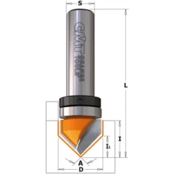 CMT Orange Tools Fraise à Rainurer en V 90° HW avec Roulement - S=6,35 D=12,7 - Pour Défonceuse, Affleureuse et Toupie -Toupie Soldes 1663238 2