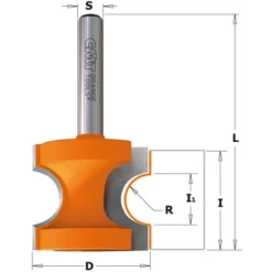 CMT ORANGE TOOLS 854.509.11 Fraise à Arrondir avec Plat HW S=12,7 D=44,5 R=12,7 pour Défonceuse, Affleureuse et Toupie -Toupie Soldes 1663508 2