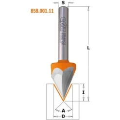 CMT ORANGE TOOLS 858.002.11 Fraise à Pointe Laser 35° HWM S=6,35 D=9,5 L=51 Z1 pour Défonceuse, Affleureuse et Toupie -Toupie Soldes 1663548 2