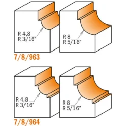 CMT ORANGE TOOLS Fraise à Profil avec Roulement HM-FRAISE 864.548.11 - Diamètre 25.4 mm, Rayon 4.8 mm 7 CMT ORANGE TOOLS Fraise à Profil avec Roulement HM-FRAISE 864.548.11 - Diamètre 25.4 mm, Rayon 4.8 mm -Toupie Soldes 1663575 3