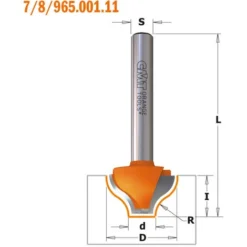CMT ORANGE TOOLS 865.001.11 HM-FRAISE À PROFIL S=6.35 D=19 R=6.4 - Fraise pour Défonceuse, Affleureuse et Toupie -Toupie Soldes 1663577 2