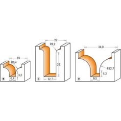 CMT ORANGE TOOLS 865.905.11 Fraise Profilée à Arrondir HW Z2 S=12,7 D=12,7/22 R=3,2 DR pour Défonceuse, Affleureuse et Toupie -Toupie Soldes 1663592 3
