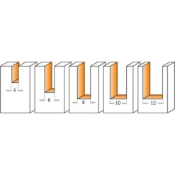 CMT ORANGE TOOLS 900.005.01 Coffret de 5 Fraises à Coupes Droites à Défoncer HW S=8 - Fraise pour Défonceuse, Affleureuse et Toupie -Toupie Soldes 1663667 2