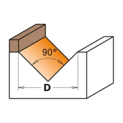 CMT ORANGE TOOLS 915.160.11B Fraise V 90° DGR + Roulement HM D=16 S=8 pour Défonceuse, Affleureuse et Toupie -Toupie Soldes 1663820 3