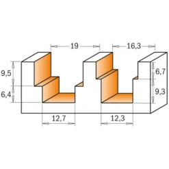 CMT ORANGE TOOLS 965.122.11 Fraise à Défoncer Double Feuillure HW D=12,3x9,3x16,3x6,7 L=80 DR Z2 - Fraise Pour Défonceuse, Affleureuse Et Toupie -Toupie Soldes 1664071 3