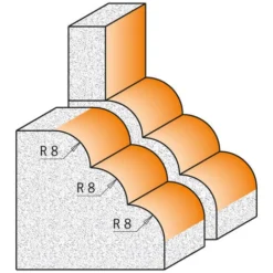 CMT ORANGE TOOLS 980.521.11 Fraise Quart de Rond 3 Rayons avec Roulement HW - S=12, D=66,7x41,3, R=7,93 -Toupie Soldes 1664115 3