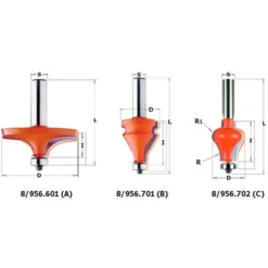 Fraise Carbure Profil De Main Courante 956.701.11 - Queue 12 mm pour Défonceuse, Affleureuse et Toupie | CMT