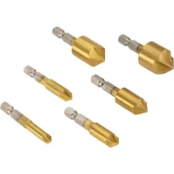 LITZEE Fraises A Bois 6pcs - Fraise Conique 90° HSS, Fraise à Chanfreiner Carbure - 6mm, 8mm, 9mm, 12mm, 16mm, 19mm - Pour Défonceuse, Affleureuse Et Toupie -Toupie Soldes 26862521 4