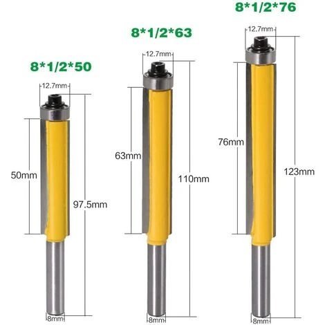 LANGRAY 3Pcs Fraise à Copier 8mm - Fraise à Bois Extra-longue avec Roulement Supérieur - Outil de Fraisage pour Menuiserie et Bricolage 4 LANGRAY 3Pcs Fraise à Copier 8mm - Fraise à Bois Extra-longue avec Roulement Supérieur - Outil de Fraisage pour Menuiserie et Bricolage – Image 2