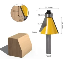 LANGRAY 3pcs Fraises à Chanfreiner 8mm pour Bois - 15°, 22,5°, 30° - Outil de Travail du Bois pour Défonceuse, Affleureuse et Toupie -Toupie Soldes 26864250 4