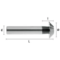 Fraise Métal HSSE DIN1833B 45° D. 32 x Lt. 71 x Lu. 8 x Di. 16 mm pour Rainurage - HEPYC