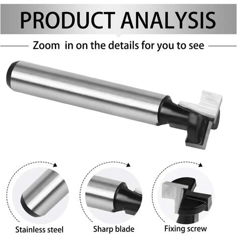 BRIDAY 8mm Fraise En Rainure En T, 3Pcs (7.93/9.52/12.7mm) - Fraises à Bois pour Outils Électriques, Menuiserie 5 BRIDAY 8mm Fraise En Rainure En T, 3Pcs (7.93/9.52/12.7mm) - Fraises à Bois pour Outils Électriques, Menuiserie – Image 3