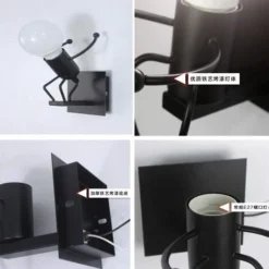 FAVSON Applique Murale Robot - Lumière Murale Créative Iron Man, Style Rétro pour Bar, Chambre, Cuisine, Restaurant, Café, Couloir -Toupie Soldes 28620668 4