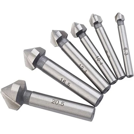 Kit de Fraises à Chanfreiner en Acier à Grande Vitesse - 6 Pièces avec 3 Lames pour Bois - Perle Rare 3 Kit de Fraises à Chanfreiner en Acier à Grande Vitesse - 6 Pièces avec 3 Lames pour Bois - Perle Rare