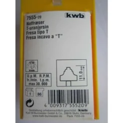 KWB Fraise à Rainurer En T HM Aufhänges Chlitz Fraise 7555-20 - Fraise Pour Défonceuse, Affleureuse Et Toupie
