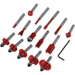 BEARSU Jeu de 15 Mèches de Toupie en Carbure de Tungstène pour Trous dans le Bois (1/4 Pouce) - Idéal pour Défonceuse, Affleureuse et Toupie -Toupie Soldes 30318010 3