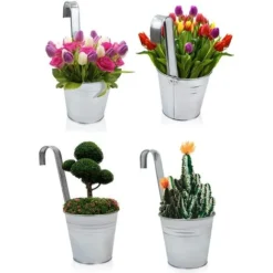 FAVSON Pots Suspendus Balcon - Ensemble de 4 Pots de Fleurs Suspendus pour Balcon et Jardin -Toupie Soldes 30647672 2