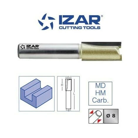 Fraise à Rainer Droite Carbure HM Izar D. 22 mm Queue 8 mm - Pour Défonceuse, Affleureuse et Toupie 3 Fraise à Rainer Droite Carbure HM Izar D. 22 mm Queue 8 mm - Pour Défonceuse, Affleureuse et Toupie