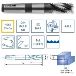 IZAR 45968 - Fraise Conique Ébauche Gro Ière E8% DIN845b-n Nz 14.00mm pour Défonceuse, Affleureuse et Toupie