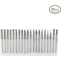 ABCRITAL 20 Pièces Fraises en Carbure Monobloc 3 mm - Fraises à Limes Rotatives en Carbure de Tungstène pour Travail du Bois, Gravure et Perçage -Toupie Soldes 34749235 3