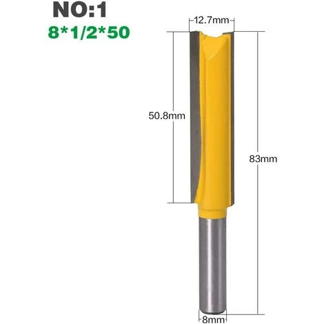 BETTERLIFE Jeu de 3 Fraises Droites en Carbure 8mm pour Défonceuse, Affleureuse et Toupie - Extra Longues (8x1/2x50mm, 8x1/2x63mm, 8x1/2x76mm) 5 BETTERLIFE Jeu de 3 Fraises Droites en Carbure 8mm pour Défonceuse, Affleureuse et Toupie - Extra Longues (8x1/2x50mm, 8x1/2x63mm, 8x1/2x76mm) – Image 3