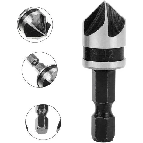 SUN FLOWER 3 Pièces De Foret à Chanfreiner Hexagonal 5 Fentes - 12 mm / 16 mm / 19 mm - Pour Bois et Métal 4 SUN FLOWER 3 Pièces De Foret à Chanfreiner Hexagonal 5 Fentes - 12 mm / 16 mm / 19 mm - Pour Bois et Métal – Image 2