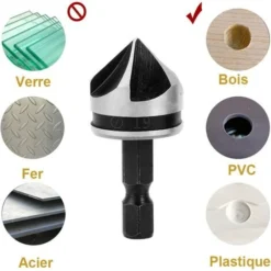 SUN FLOWER 3 Pièces De Foret à Chanfreiner Hexagonal 5 Fentes - 12 mm / 16 mm / 19 mm - Pour Bois et Métal 9 SUN FLOWER 3 Pièces De Foret à Chanfreiner Hexagonal 5 Fentes - 12 mm / 16 mm / 19 mm - Pour Bois et Métal -Toupie Soldes 37657147 3