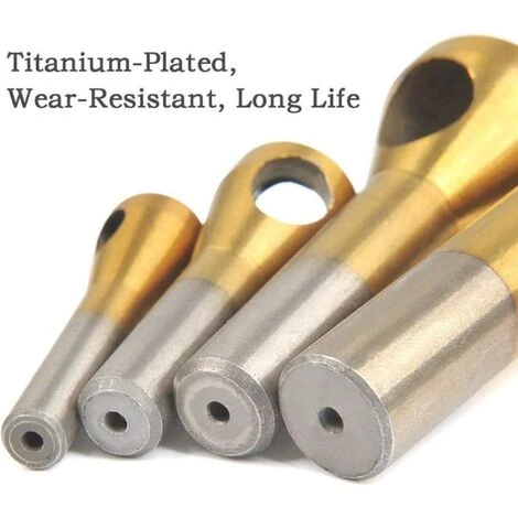 SUN FLOWER 4 Pièces De Foret De Chanfreinage - Foret Conique D'ébavurage pour Bois, Aluminium, Plastique - Doré 6 SUN FLOWER 4 Pièces De Foret De Chanfreinage - Foret Conique D'ébavurage pour Bois, Aluminium, Plastique - Doré – Image 4