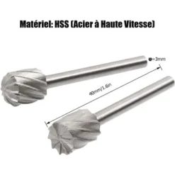 ABCRITAL 20 Pcs Fraises Rotatives HSS avec Tige 3mm pour Dremel - Idéal pour Bois, Gravure et Bricolage - Argent -Toupie Soldes 39922428 3