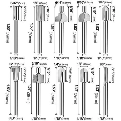 Kit de 20 Fraises à Défoncer HSS 3mm 1/8" pour Outils Rotatifs Dremel, Foredom, Proxxon - Versaillesfr 4 Kit de 20 Fraises à Défoncer HSS 3mm 1/8" pour Outils Rotatifs Dremel, Foredom, Proxxon - Versaillesfr – Image 2