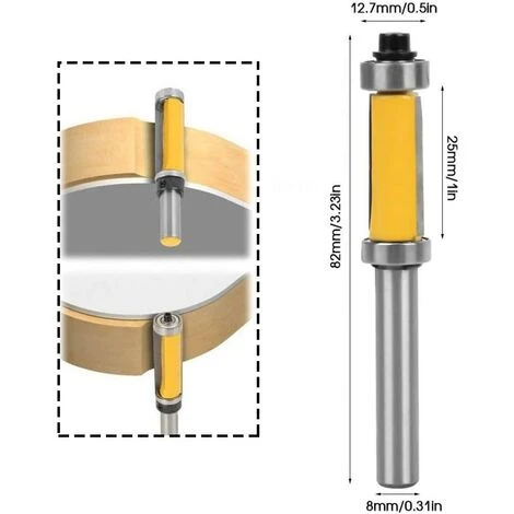 Fraise à Affleurer Carbure de Tungstène 25mm - GUAZHUNIFR pour Défonceuse, Affleureuse et Toupie - Coupe Supérieure et Inférieure - Queue 8mm 6 Fraise à Affleurer Carbure de Tungstène 25mm - GUAZHUNIFR pour Défonceuse, Affleureuse et Toupie - Coupe Supérieure et Inférieure - Queue 8mm – Image 4