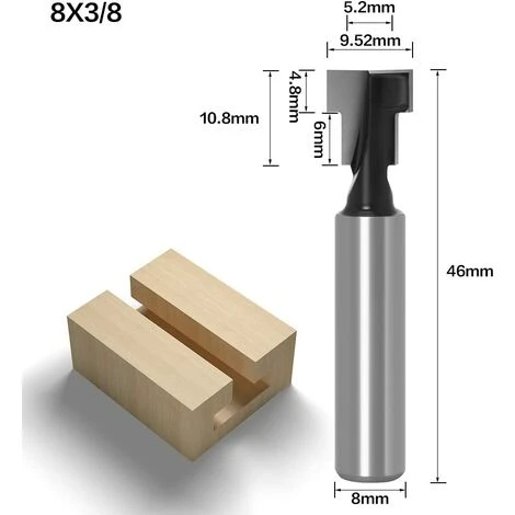 Fraise en T GUAZHUNIFR 8mm - Lame de Routeur pour Bois, Défonceuse et Menuiserie 5 Fraise en T GUAZHUNIFR 8mm - Lame de Routeur pour Bois, Défonceuse et Menuiserie – Image 3
