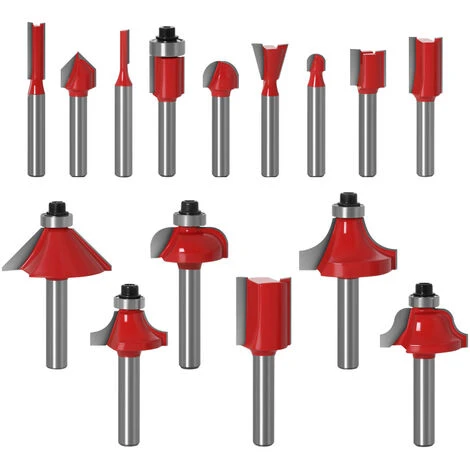 Kit de 15 Fraises à Défoncer en Carbure de Tungstène 6.35mm pour Défonceuse, Affleureuse et Toupie - VersaillesFR 4 Kit de 15 Fraises à Défoncer en Carbure de Tungstène 6.35mm pour Défonceuse, Affleureuse et Toupie - VersaillesFR – Image 2