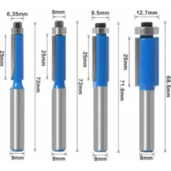 Fraise à Copier avec Roulement Supérieur - 4pcs pour Défonceuse, Affleureuse et Toupie - Queue 8mm -Toupie Soldes 46049165 2